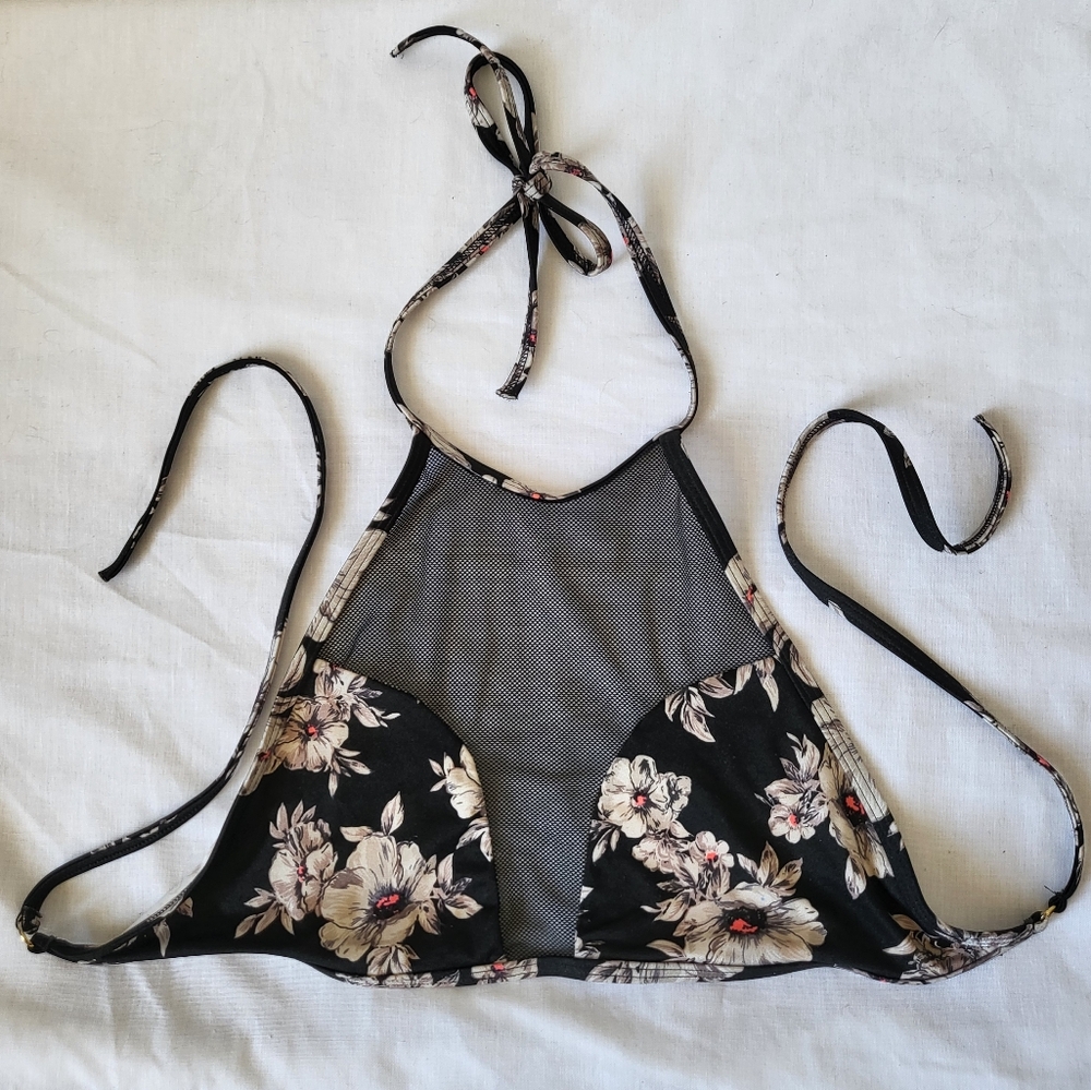 Victoria's Secret floral mesh halter floating bikini top size small